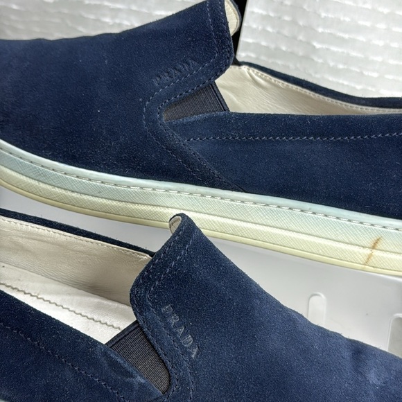 (H3) Prada Sport women's blue suede slip-on sneakers with round toe Women's 9.5 - Picture 2 of 11